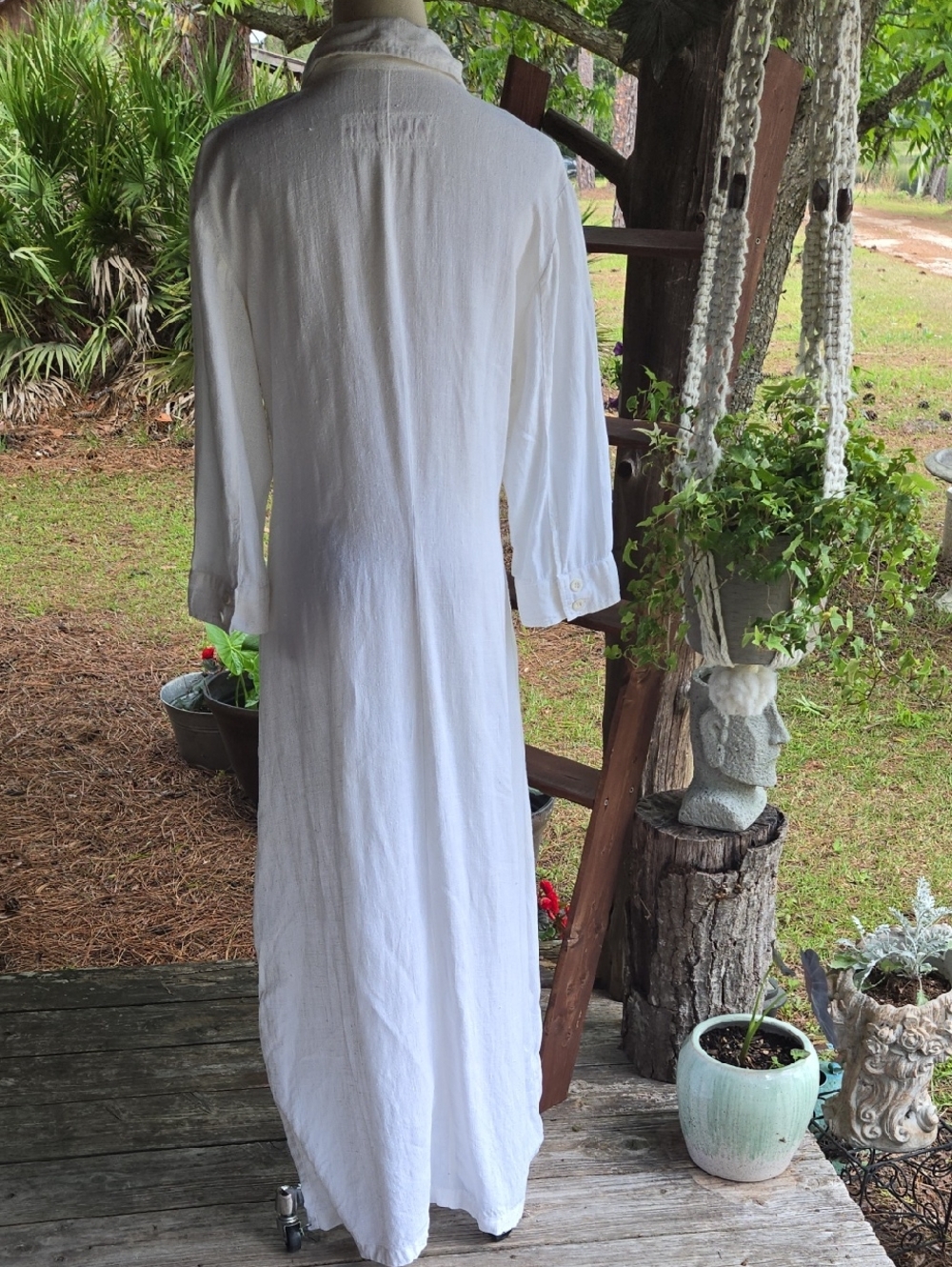 For Joseph Off White Linen Maxi Shirt Dress Size Medium - Picture 5 of 12